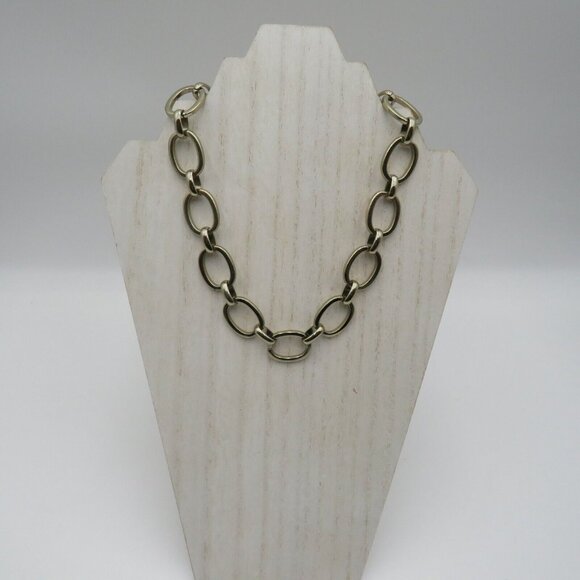 St Thomas Necklace Silver Tone 18" Oval Link Chunky‎ Statement Extension - Picture 1 of 6